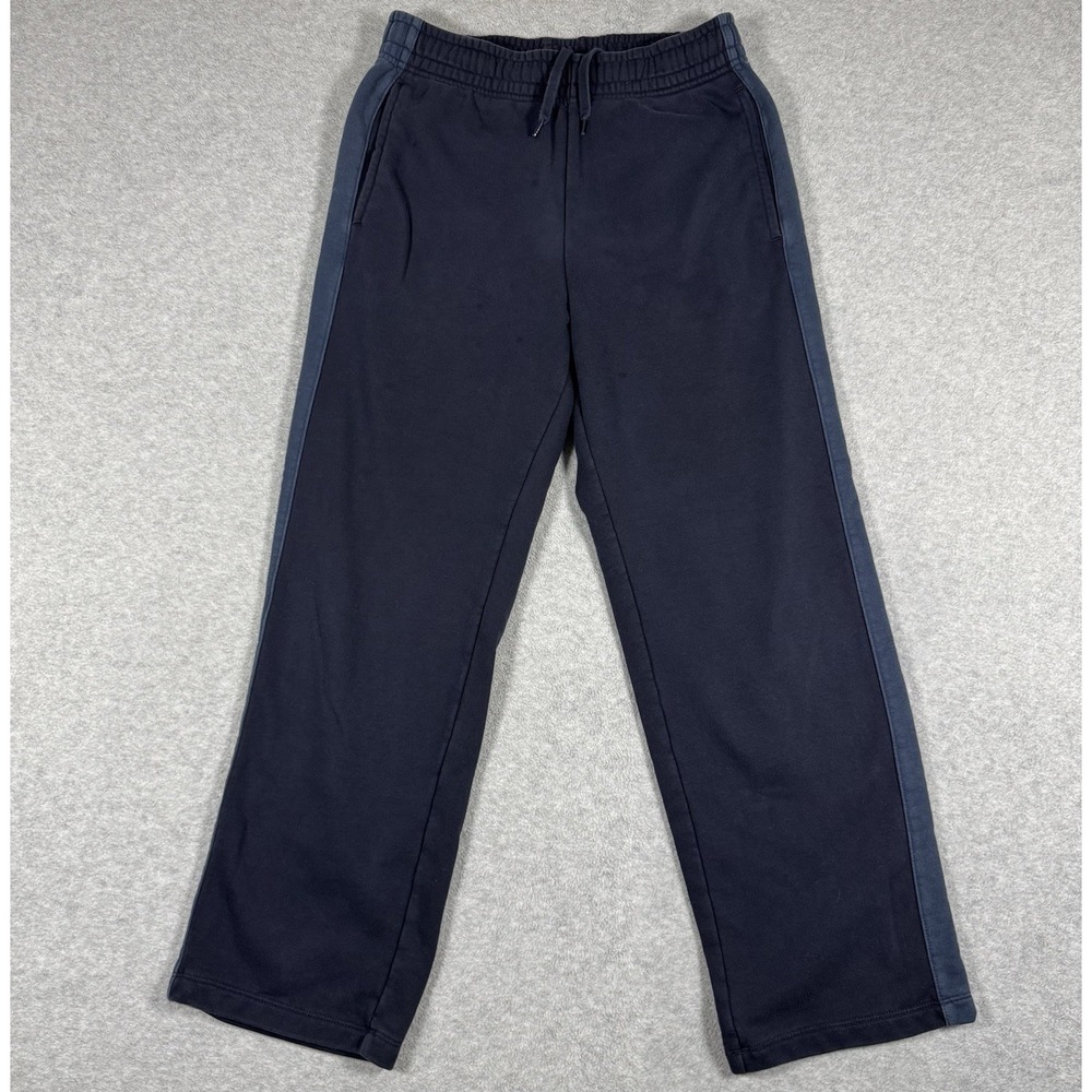 Uniqlo Men's Track Sweatpants Size M Navy Blue Side Stripe Drawstring